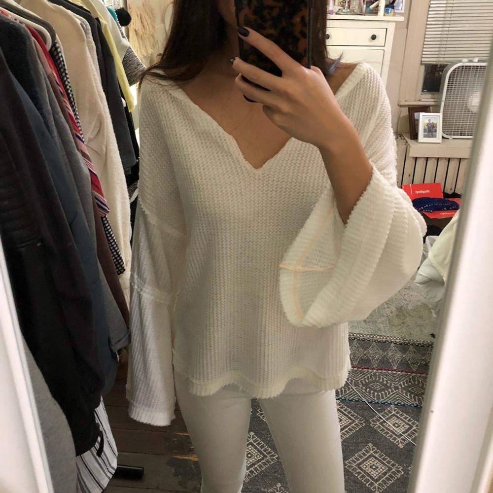 Free people Waffle knit sweater